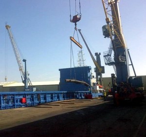 Discharge of rebar at Port of Boston