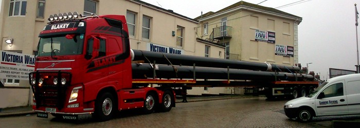 Pipes arriving at Victoria Wharf